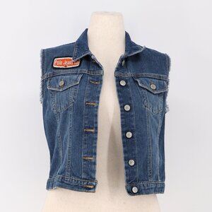 VINTAGE POLO JEANS RALPH LAUREN Women's Denim Vest Button Up Embroidered Size L
